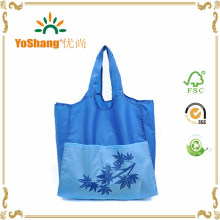 210d Nylon Blue Large Grocery Totes Promotional Shopping Bags with Two Extra Front Pockets Available for Custom Bags